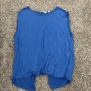 Athleta Asymmetrical Blue Sleeveless Muscle Tee